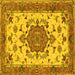 Square Machine Washable Persian Yellow Traditional Rug, wshtr946yw