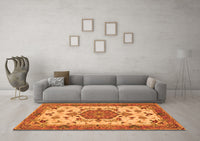 Machine Washable Persian Orange Traditional Rug, wshtr946org