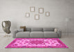 Machine Washable Persian Pink Traditional Rug in a Living Room, wshtr946pnk