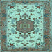 Square Machine Washable Persian Light Blue Traditional Rug, wshtr946lblu