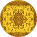 Round Machine Washable Persian Yellow Traditional Rug, wshtr946yw