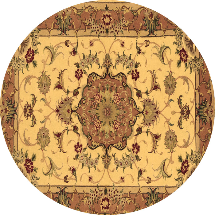 Round Persian Brown Traditional Rug, tr946brn
