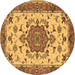 Round Persian Brown Traditional Rug, tr946brn
