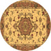 Round Machine Washable Persian Brown Traditional Rug, wshtr946brn