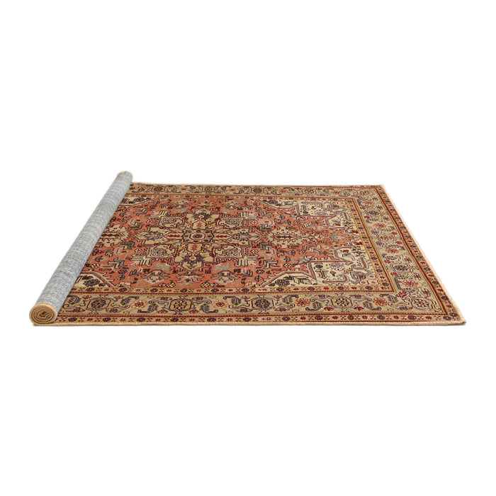 Sideview of Machine Washable Traditional Mahogany Brown Rug, wshtr947