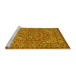 Sideview of Machine Washable Persian Yellow Traditional Rug, wshtr947yw