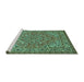 Sideview of Machine Washable Persian Turquoise Traditional Area Rugs, wshtr947turq