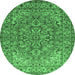 Round Persian Emerald Green Traditional Rug, tr947emgrn