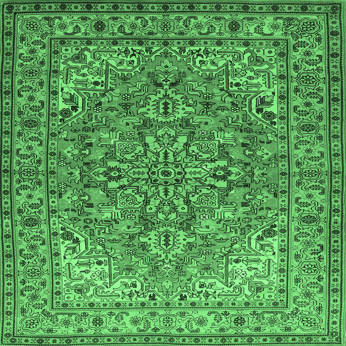 Square Persian Emerald Green Traditional Rug, tr947emgrn