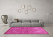 Machine Washable Persian Pink Traditional Rug in a Living Room, wshtr947pnk