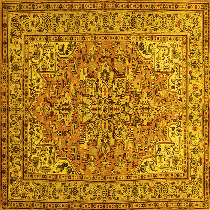Square Persian Yellow Traditional Rug, tr947yw