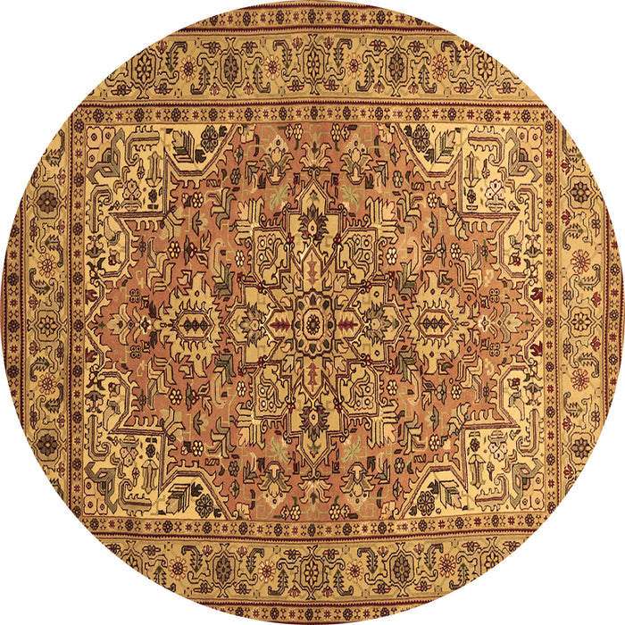 Round Machine Washable Persian Brown Traditional Rug, wshtr947brn
