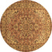 Round Machine Washable Persian Brown Traditional Rug, wshtr947brn