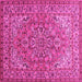 Square Machine Washable Persian Pink Traditional Rug, wshtr947pnk