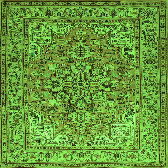 Round Machine Washable Persian Green Traditional Area Rugs, wshtr947grn