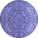 Round Machine Washable Persian Blue Traditional Rug, wshtr947blu