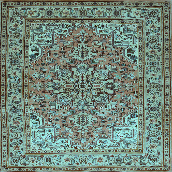 Square Machine Washable Persian Light Blue Traditional Rug, wshtr947lblu