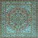 Square Machine Washable Persian Light Blue Traditional Rug, wshtr947lblu