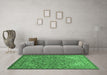 Machine Washable Persian Emerald Green Traditional Area Rugs in a Living Room,, wshtr947emgrn