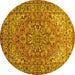 Round Persian Yellow Traditional Rug, tr947yw