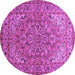 Round Machine Washable Persian Purple Traditional Area Rugs, wshtr947pur