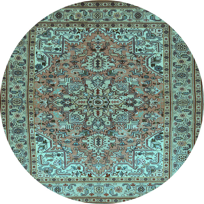 Round Machine Washable Persian Light Blue Traditional Rug, wshtr947lblu