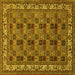 Square Machine Washable Persian Yellow Traditional Rug, wshtr948yw