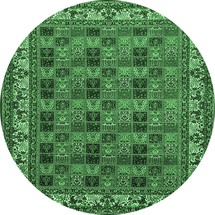 Round Persian Emerald Green Traditional Rug, tr948emgrn
