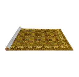 Sideview of Machine Washable Persian Yellow Traditional Rug, wshtr948yw