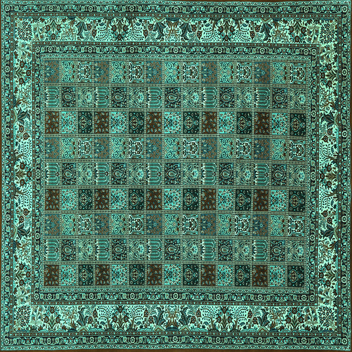 Square Persian Turquoise Traditional Rug, tr948turq