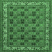 Square Machine Washable Persian Emerald Green Traditional Area Rugs, wshtr948emgrn