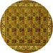 Round Persian Yellow Traditional Rug, tr948yw