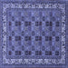 Square Machine Washable Persian Blue Traditional Rug, wshtr948blu