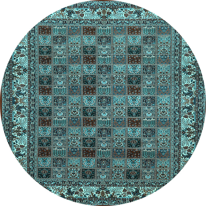 Round Machine Washable Persian Light Blue Traditional Rug, wshtr948lblu
