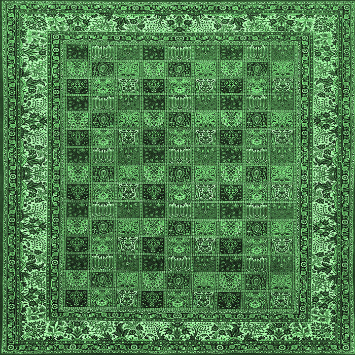 Square Persian Emerald Green Traditional Rug, tr948emgrn