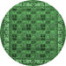 Round Machine Washable Persian Emerald Green Traditional Area Rugs, wshtr948emgrn