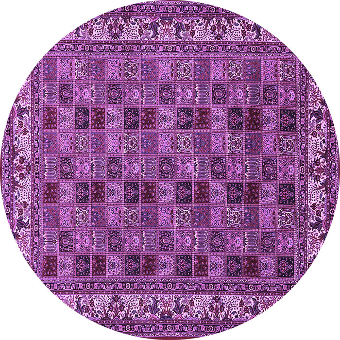 Round Machine Washable Persian Purple Traditional Area Rugs, wshtr948pur