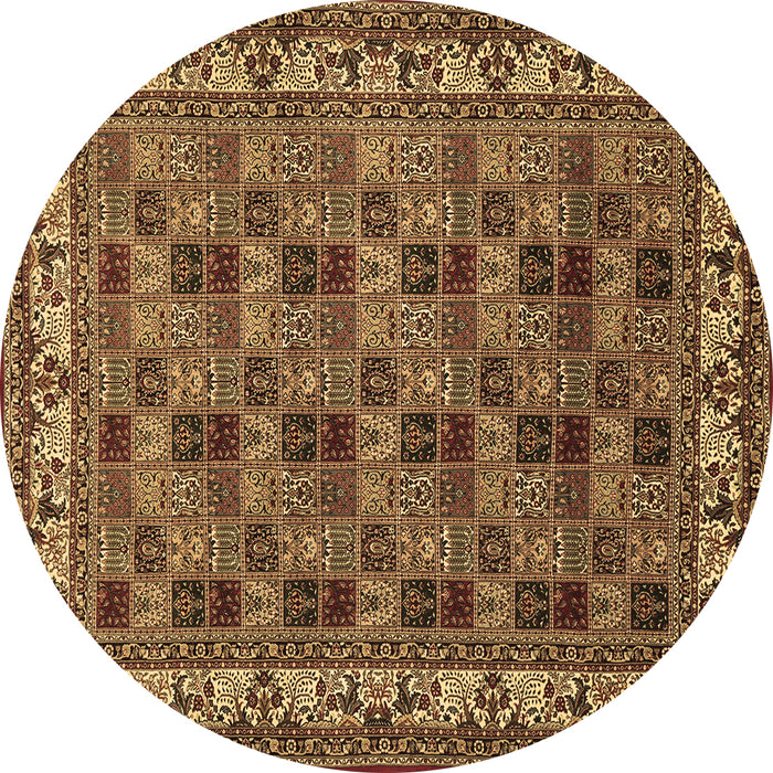 Round Persian Brown Traditional Rug, tr948brn