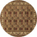 Round Persian Brown Traditional Rug, tr948brn