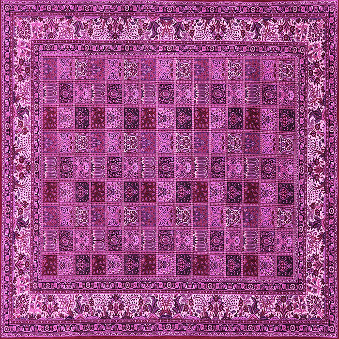 Square Machine Washable Persian Pink Traditional Rug, wshtr948pnk