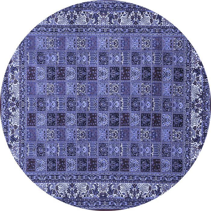 Round Machine Washable Persian Blue Traditional Rug, wshtr948blu