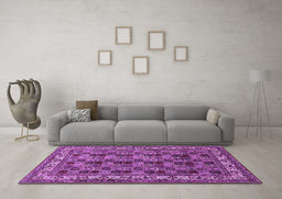 Machine Washable Persian Purple Traditional Area Rugs in a Living Room, wshtr948pur