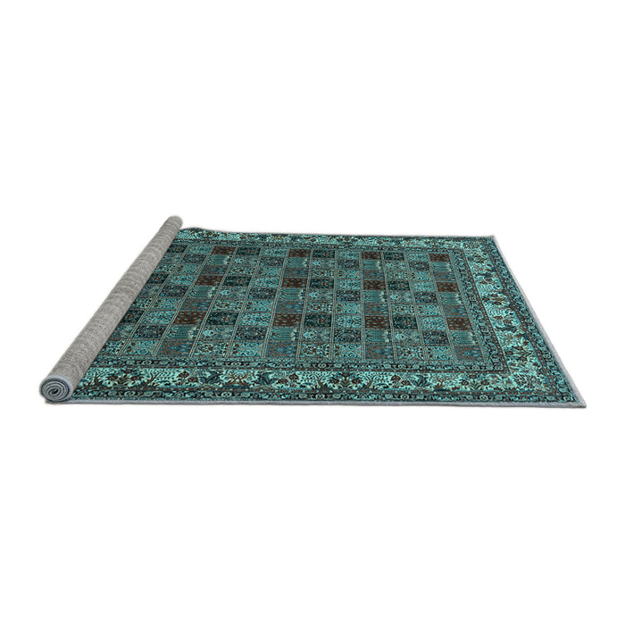 Sideview of Machine Washable Persian Light Blue Traditional Rug, wshtr948lblu