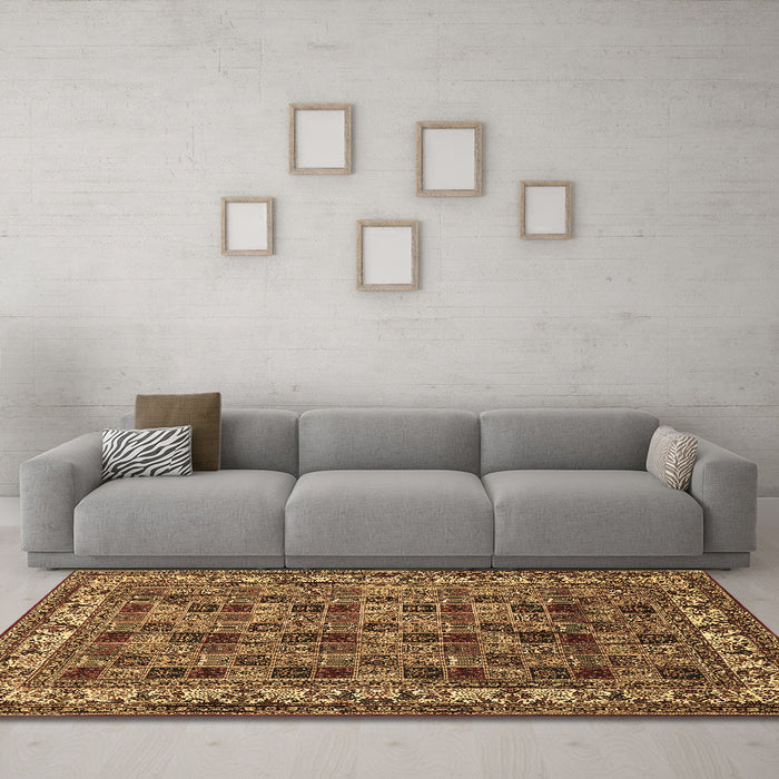 Machine Washable Persian Brown Traditional Rug in a Living Room,, wshtr948brn