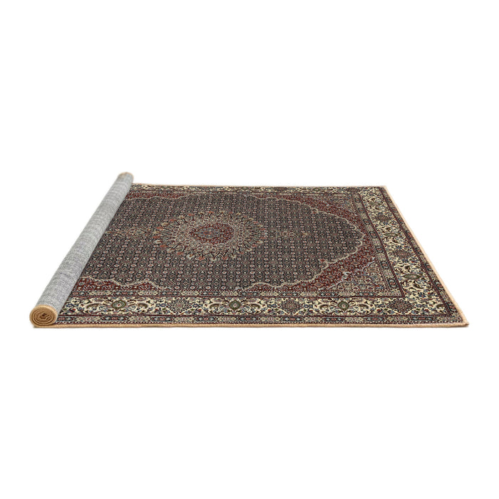 Sideview of Machine Washable Traditional Bakers Brown Rug, wshtr949