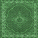 Square Medallion Emerald Green Traditional Rug, tr949emgrn