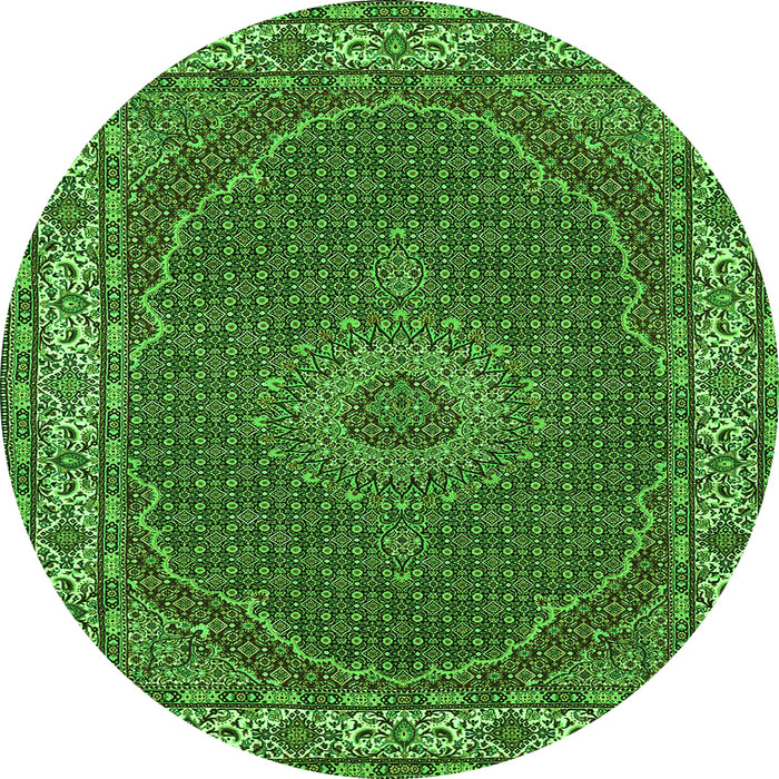 Machine Washable Medallion Green Traditional Area Rugs, wshtr949grn