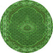 Machine Washable Medallion Green Traditional Area Rugs, wshtr949grn