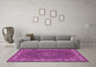 Machine Washable Medallion Pink Traditional Rug in a Living Room, wshtr949pnk