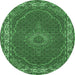 Round Medallion Emerald Green Traditional Rug, tr949emgrn